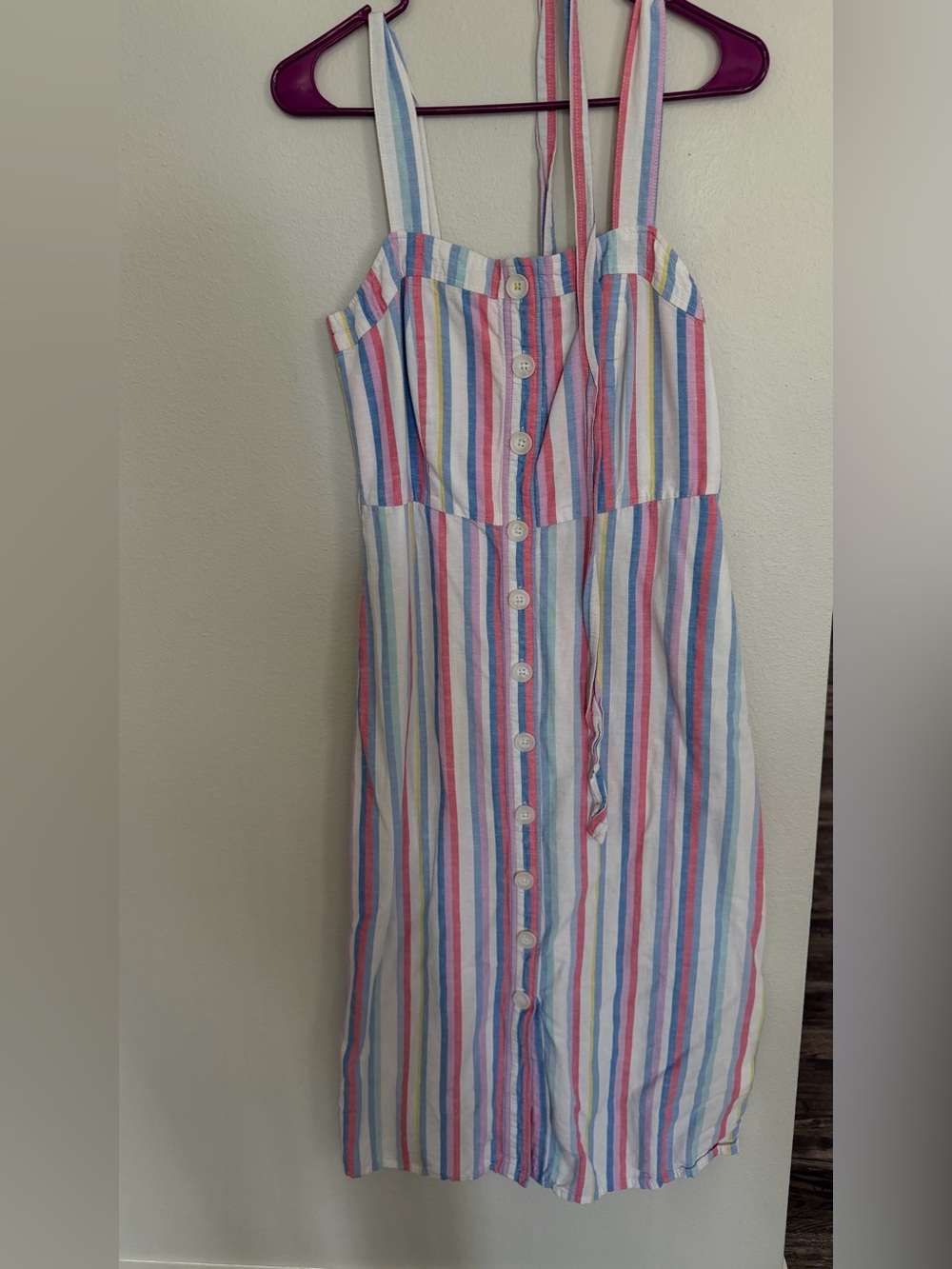 Joules Pastel Multi-Stripe Button-Front Sundress